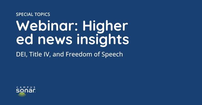 Special topics webinar: Higher ed news insights, DEI, Title IV, and freedom of speech